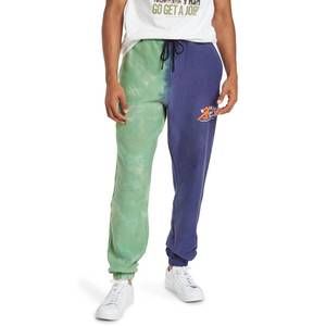 NEW ROKIT men's clash sweatpants in blue/green tie dye